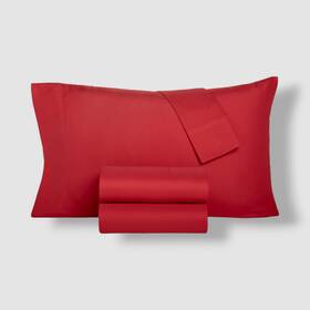 Home Design 081806792870 Red Solid Microfiber Sheet 3-piece Set - Twin Xl