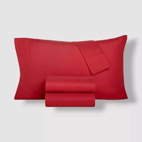 Home Design 081806792894 Red Solid Brushed Recycled Microfiber 4-pc. Sheet Set Size - Queen Home Design 081806792894 Red Solid Brushed Recycled Microfiber 4-pc. Sheet Set Size - Queen