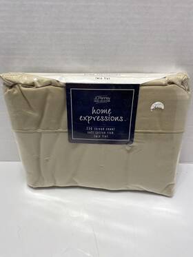 723100342 Home Expressions Jcp Collection Flat Sheet New In Package Beige Made Usa