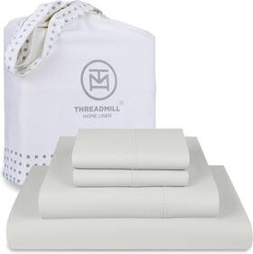 Thm-300-sld-silver-k Home Linen 100% Cotton Sheets For King Size Bed 4 Pc Set Soft Breathab