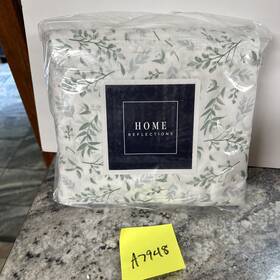 H245350 Home Reflections 1000tc Print Cotton Blend Cove Sheet Set Leaf Sage Floral Twin