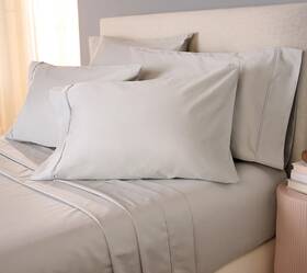 H445576 Home Reflections 1200tc Cotton Blend Sateen Set Bed Sheets Grey Queen Used