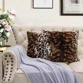 Home Soft Things 744790354799 Ml Leopard Fauxfur 2 Piece Set Pillow Shell