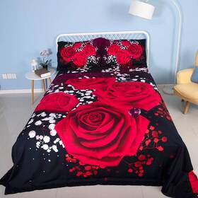 Es2021072103sf Home Textile 4 Pieces Rose Bed Sheet Sets 3d Red Floral Bedsheet For King Size Extra Es2021072103sf Home Textile 4 Pieces Rose Bed Sheet Sets 3d Red Floral Bedsheet For King Size Extra