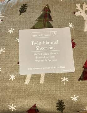 Home Trends 022143331759 Walmart Hometrends 100% Cotton Flannel Sheet Set Cottage Twin Size Reindeer Run