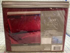 Home Trends 078555625344 New Red Sedona 300 Thread Count Bed Sheet Set Twin 16 Inch Deep Fitted