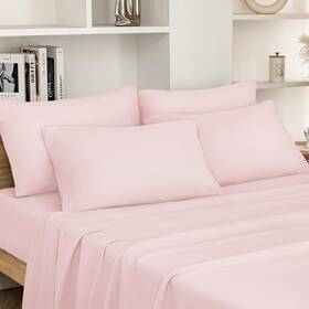 Homeideas 313094146173 Queen Size Bed Sheets - 6 Piece Set Pale Pink Extra Soft Brushed M
