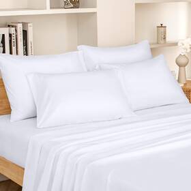 D01v192b Homeideas King Size Bed Sheets - 6 Piece Set White Extra Soft Brushed Microfiber 18