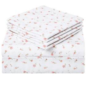 D01v350ba Homeideas 6 Piece Printed Queen Size Bed Sheets Extra Soft Brushed Microfiber 1800