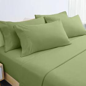 Zr074za Homeideas 6 Pieces Lightweight Easy Care Microfiber Bed Sheets Set Queen Sage Green