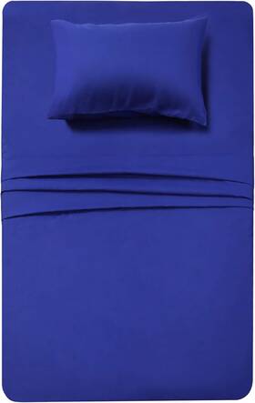 Hl0001rb-t Homelike Collection Best Season 3 Piece Bed Sheet Set Twin Royal Blue 1 Flat Fitted