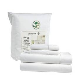 1200tc4pcsoeckg-wht Homespun 100% Egyptian Cotton White Sheets Size - 1200 Tc 4 Pc Luxury King 01