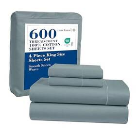 Homespun 810083902227 600 Tc 100% Cotton Sheets Set - Ultra Soft And Comfy Mercerized King 05 Blue