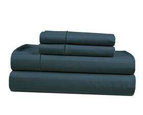 Homespun 810083909714 100% Egyptian Cotton Sheets - 1000 Thread California King Dark Denim Stripe