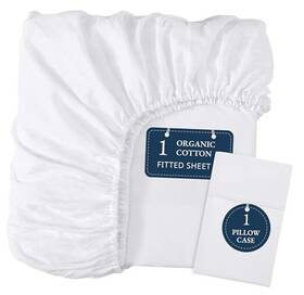 Homespun 810119237934 Twin Xl Fitted Sheet 100% Organic Cotton 2-piece Set 2pc 01 White