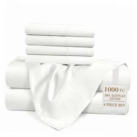 Homespun 840399722325 100% Egyptian Cotton Sheets Size Set - 6 Pcs 1 California King 01 White Homespun 840399722325 100% Egyptian Cotton Sheets Size Set - 6 Pcs 1 California King 01 White