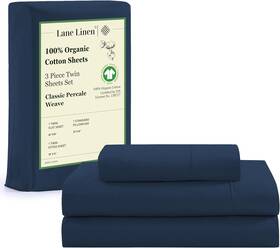 Ogn160ss-tw-estbl Homespun Lane Linen 100% Organic Cotton Twin Bed Sheet Set Luxury Hotel Style Fade Resis