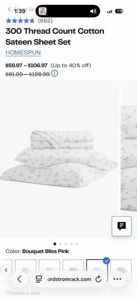 Po-135627 Homespun 300tc Cotton Sateen Sheet Set Full Bouquet Bliss Pink Floral Pattern