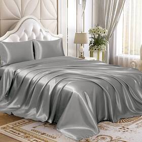 Homiest 745678324187 4pcs Satin Sheets Set Luxury Silky Bedding With Deep Pocket 1 Fitt