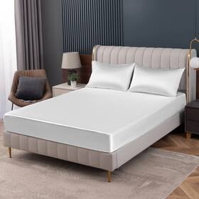 Bls220325-116 Homiest White Satin Fitted Sheet King Size Deep Pocket Luxury And Ultra Soft Bedding Bls220325-116 Homiest White Satin Fitted Sheet King Size Deep Pocket Luxury And Ultra Soft Bedding