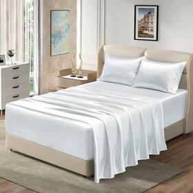 Bls220705-0016 Homiest 4pcs Extra Deep Pocket Satin Sheets King Size Bed Set 18-24 Inch