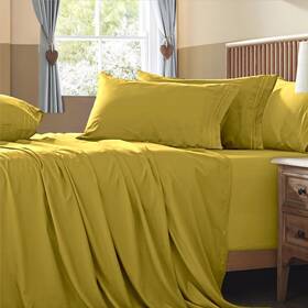 Bls230531-129 Homiest Extra Deep Pocket Queen Size Sheets Set 6 Pieces Soft Mustard Yellow 1