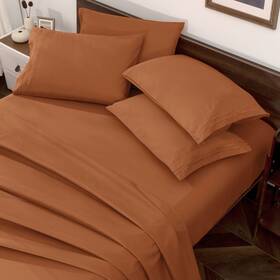 Qj230315-004 Horbaunal Caramel Pumpkin King Size Sheet Set - 6 Piece Luxury 1800 Thread Count