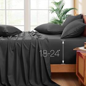 Qj230403-039 Horbaunal Extra Deep Pocket Queen Sheets - Fits Mattress Dark Grey
