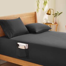 Qj231012-024 Horbaunal Extra Deep Pocket King Fitted Sheet Only - Fits Up Dark Grey