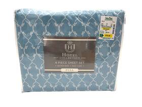 Hotel Collection 655385206433 New Full 4-piece Diane Blue Sheet Set Microfiber White