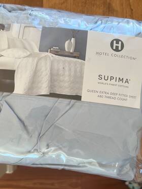 Hotel Collection 706257404966 Queen Extra Deep Fitted Sheet 680 Tc Supima Cotton Sky