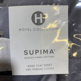 Hotel Collection 733003226930 680 Thread Count Supima King Flat Sheet Gray