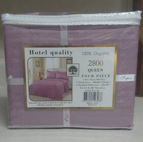 Hotel Quality 157371 2800 Series Queen 4pc Cotton Percale Sheet Set Wrinkle Free Purple
