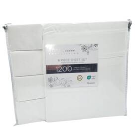 Hotel Royal Living 067955259570 6 Piece White Sheet Set Queen Size Made With Egyptian Cotton