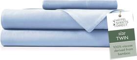Hotel Sheets Direct 810074700177 3pcs Twin 100% Viscose Derived Bamboo Set Light Blue