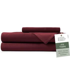 Hotel Sheets Direct 810074701105 3 Piece Bed Sheet Set Twin Size 100% Viscose - Burgundy