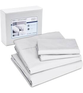 Hotel Sheets Direct 810074702171 100% Cotton Percale Sheet Set California King Grey 4 Pcs