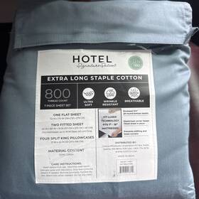 1733017 Hotel Signature Sateen 800 Thread Ct Cotton 6-piece Sheet Set Split King Citadel Blue 1733017 Hotel Signature Sateen 800 Thread Ct Cotton 6-piece Sheet Set Split King Citadel Blue