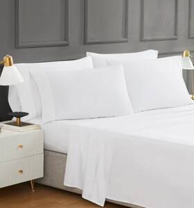 Hotel Signature Sateen 840708193525 Egyptian Cotton 400 Tc 6-pc Queen Sheet Set Bright White