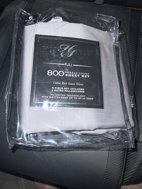 Hotel Style 903062032380 800 Thread Count Cotton 6-piece Sheet Set Full Silver New Sealed