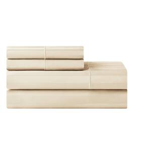 Hotel Style 903062152118 4-pc Stripe Egyptian Cotton Bed Sheet Set - Mother Of Pearl- Queen