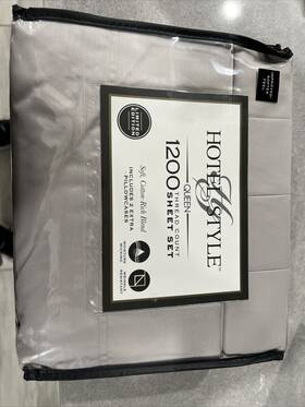 Hs0028037908-06 Hotel Style Queen 1200 Thread Count Cotton Rich 6 Piece Sheet Set Grey Pumice