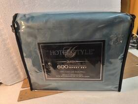 Hs8001035722-42 Hotel Style 4-piece 600 Thread Egyptian Cotton Queen Bed Sheets Set Inch Teal Silk