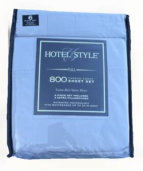 Hs8001325722-58 Hotel Style Full Sheet Set Cotton Polyester Silver 800tc Oeko-tex