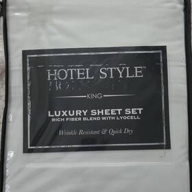 Hotel Style Hs8028037908-53 King Luxury Sheet Set White Cotton Blend With Lyocell Quick Dry