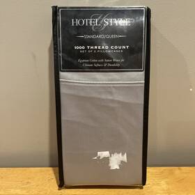 Hs87-850-300-04 Hotel Style Egyptian Cotton-1000 Thread Count-queen-2 Pillowcases Soft Silver Hs87-850-300-04 Hotel Style Egyptian Cotton-1000 Thread Count-queen-2 Pillowcases Soft Silver