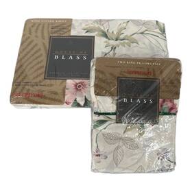 Ab0164d House Of Blass Springmaid Romance Ii Rose King Flat Sheet Set And Pillowcases