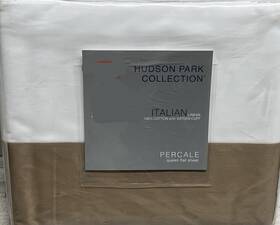Hudson Park 706256027098 Italian Linens Percale Queen Flat Sheet White