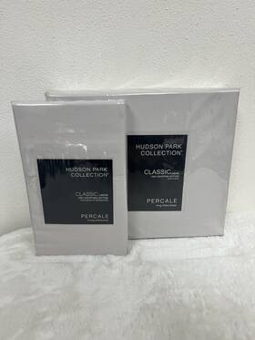 Hudson Park 732998748830 Classic Linens Egyptian Cotton Percale King Fitted Sheet Silver
