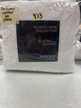 Hudson Park 732998748854 Classic Linens Percale Full Fitted Sheet White Preowned